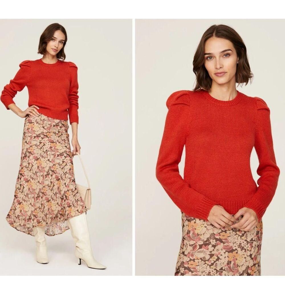Derek Lam 10 Crosby Red Puff Sleeve Sweater